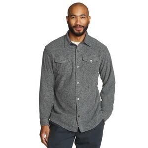Eddie Bauer Mens Heavyweight Flannel Shirt Grunge Minimalist  - Gray, Size XL